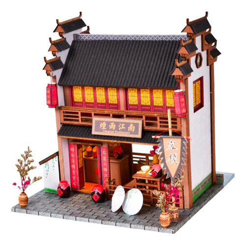 1/24 Dollhouse Kits Tavern Con Muebles Y Luces Led [u]