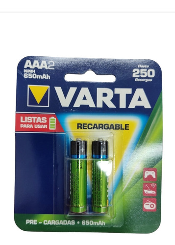 Pilas Aaa Recargable Marca Varta Excelente Calidad650 Mah.