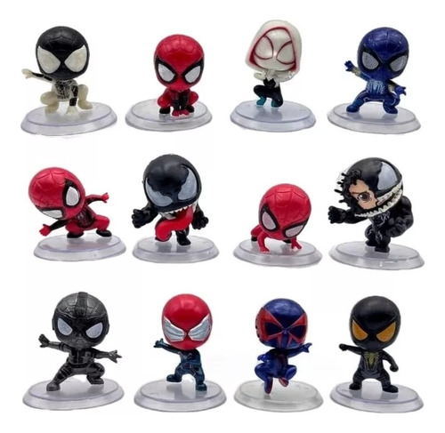 Spiderman Colección X 12 Figuras Chibi En Bolsa 