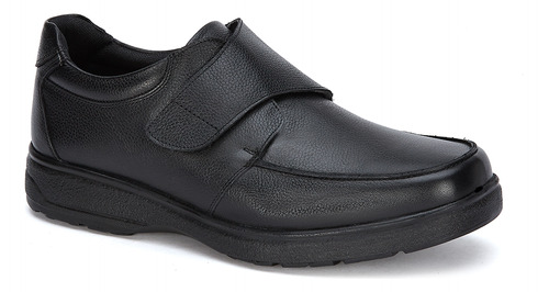 Zapato De Piel Ferrato Cómodo Y Ajuste Velcro Negro