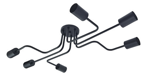 Araña Plafon 6 Luces Facu Vintage Lampara Led E27 Brazos Negro Gioluce
