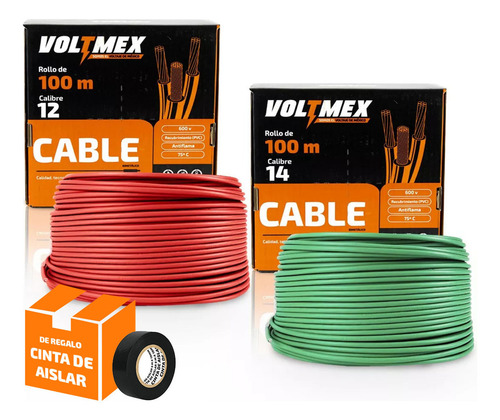 Combo: 1 Caja Cable Calibre 14 Y Una Caja Calibre 12 Cubierta