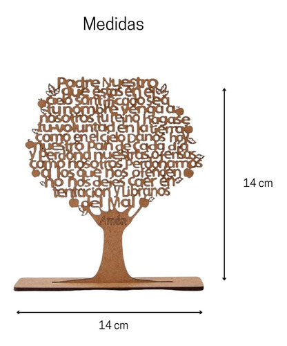 Imagen 2 de 5 de Recuerdo Árbol Padre Nuestro/ Bautizo/ Comunion/ Mdf