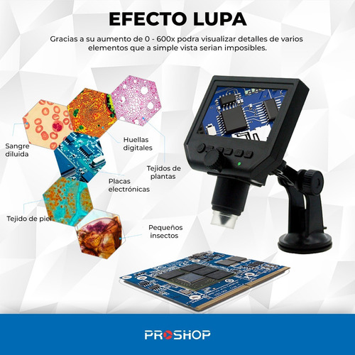 Imagen 2 de 10 de Microscopio Digital 600x Hd Filma Y Fotos Con Pantalla Modelo Nuevo