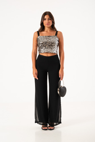 Top Blusa Corta Mujer Lentejuelas Vestir Fiesta Newage Moda