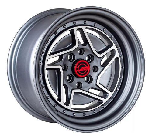 Ams 15x8.25 4x100/114.3 Et0 Matte Gun Mach Rivet (4 Llantas)