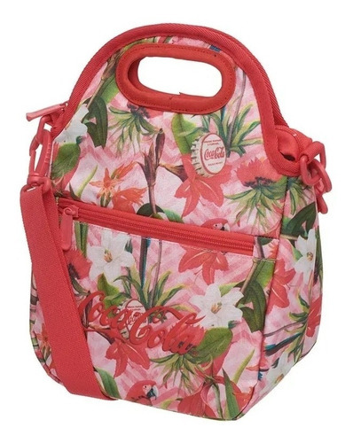 Lancheira Bolsa Térmica Menina Transversal Floral Coca-cola 