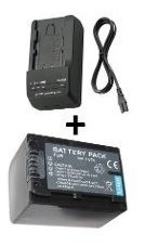Kit Bateria Np-fv50 + Carregador Sony Fv30 Xr260 Pj200 Pj5