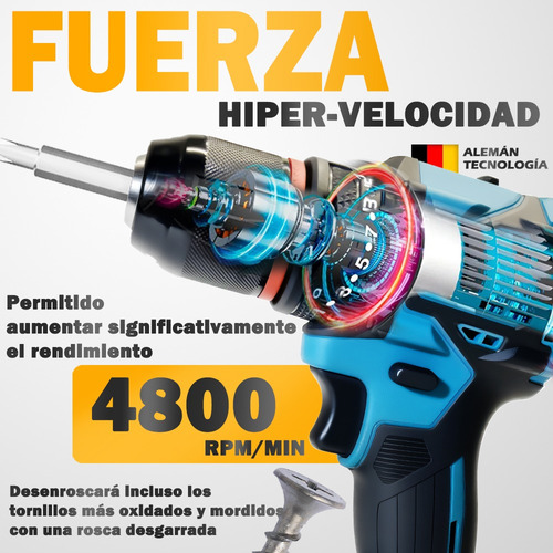 Broca Eléctrica Inalámbrica Con 2 Baterías Recargables