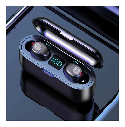 Auriculares in-ear inalámbricos F9 negro con luz LED