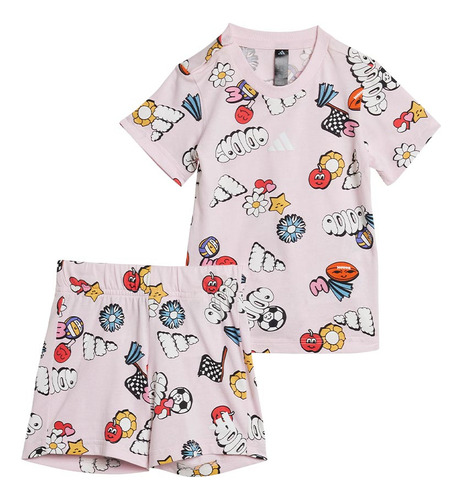 Shorth Conjunto 2 Piezas I Fun Aop Set adidas 6235 Rosa Niña