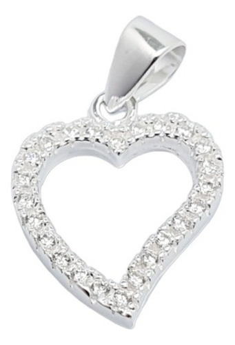 Dije Corazon Calado Plata 925 Mujer Amor Piedras Cubic  