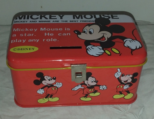 Antigua Lata Alcancía De Michey Mouse Disney