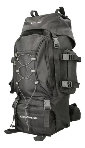 Mochila Camping 65l Trekking Sistema Molle Cinchas De Ajuste Color Negro Diseño De La Tela Liso