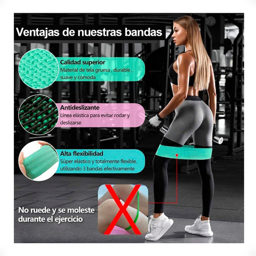 Set 3 Banda Resistencia Circular Tela Elástica Yoga Otec