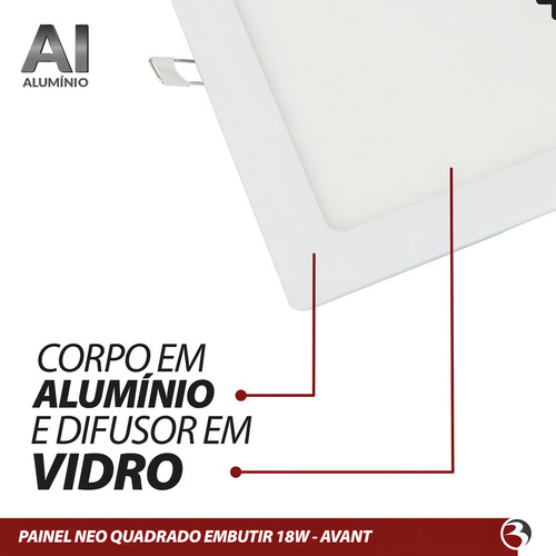 Kit 3 Painel Plafon Led Embutir Smart 18w Quadrado Neo Avant 110v/220v