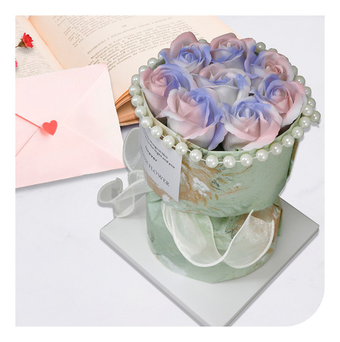 Ramo de Rosas Decorativas Artificiales Regalo para Novia Slim Company Flores Artificiales Eternas Color Verde 8 Piezas