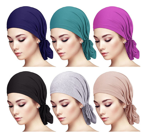 6 Sombrero De Pañuelo De Cabeza Elástico Para Mujer [u]