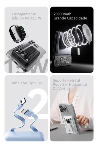 Powerbank Carregador Portátil 20000mah Exibição Digital 66w