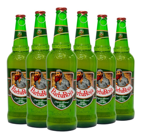 Cerveza Barba Roja Honey Con Miel 625ml. Pack X 6