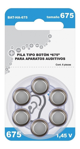 Pila Tipo Botón 675 Para Aparatos Auditivos | Bat-ha-675