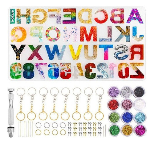 Kit De 236 Piezas Letras De Silicona De Molde De Resina Epóx