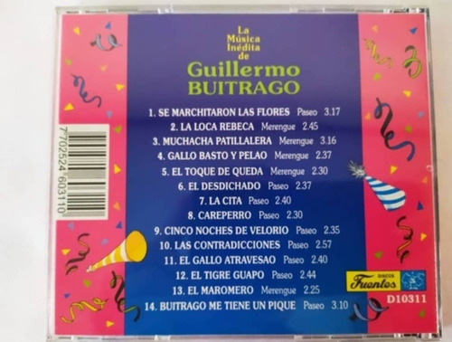 1 Cd Guillermo Buitrago Inédito Nuevo Importado
