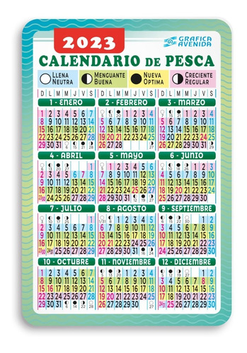 Imagen 1 de 4 de Almanaque Bolsillo Calendario De Pesca C/publicidad X100u.  