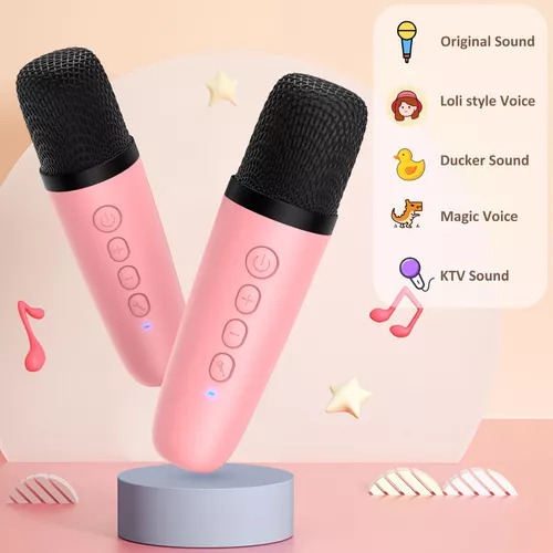 Micrófono Doble Para Niños Con Luces Led, Karaoke Para Niños