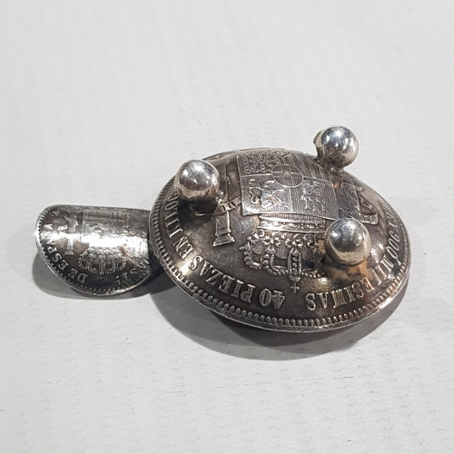 Imagen 6 de 6 de Antigua Moneda Plata Cenicero Arte Escondido 1871 Mag 59808