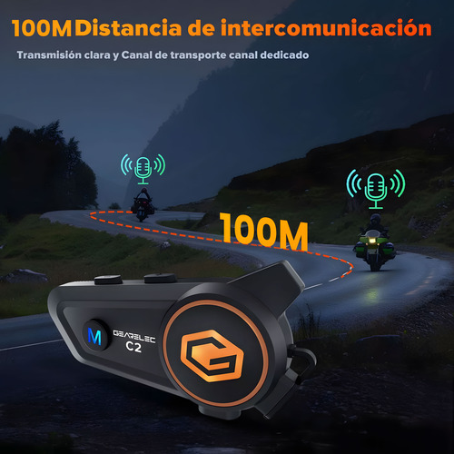 Intercomunicador Motocicleta Para Casco Bluetooth 2pcs C2