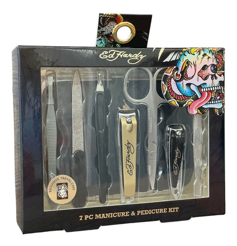 Estuche Ed Hardy Kit Manicure Pedicure X 7 Herramientas