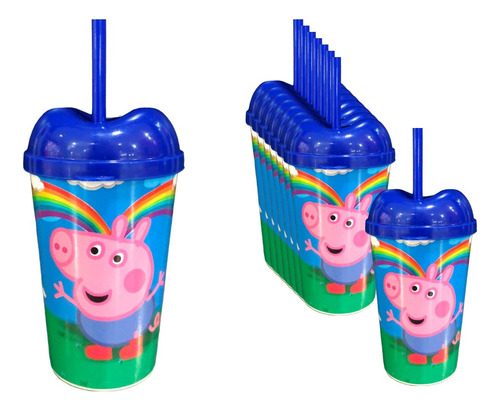 Vaso Pitillo Sorpresa George Pig X6  Fiesta Infantil