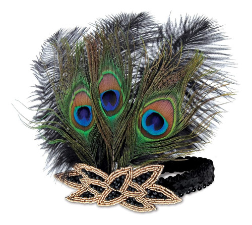 Beistle 1920's Flapper Peacock Feather Headband Accesorio Pa
