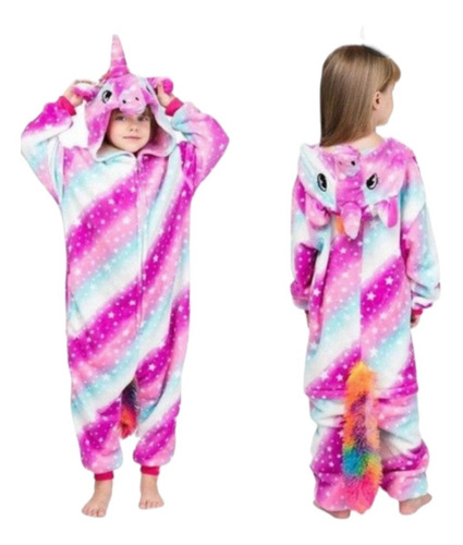 Pijama Y Disfraz Enterito Polar Niña Unicornio Estrella