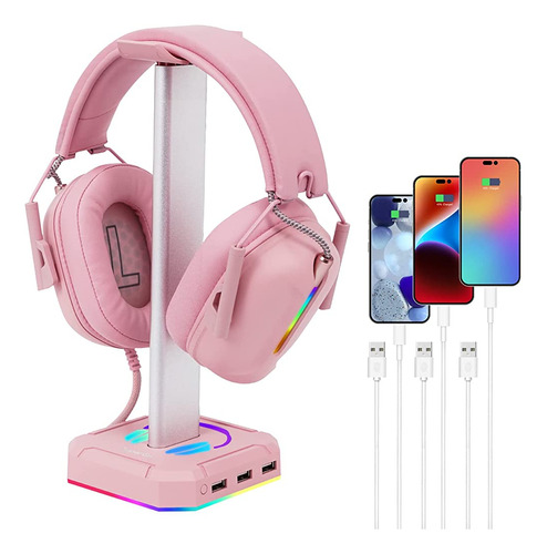 Tupargo Pink Headphone Stand Rgb Lights Gaming Headset Holde