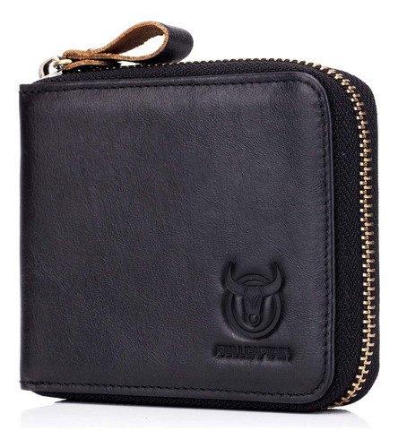 Bullcaptain Cartera De Cuero Genuino Con Cremallera Para Hom