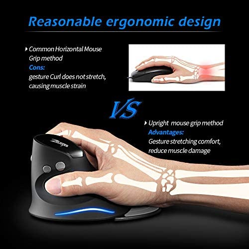 Zelotes Ratón Inalámbrico, Ratón Ergonómico Vertical De 2400