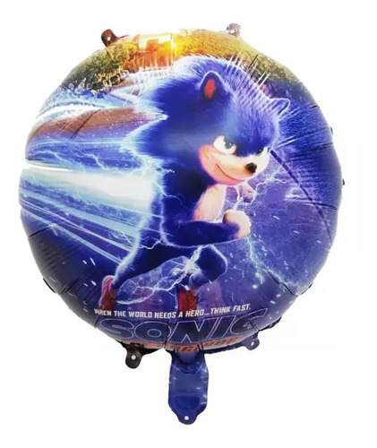 Pack 10 Globos Metalicos Sonic 45 Cm Sin Varilla