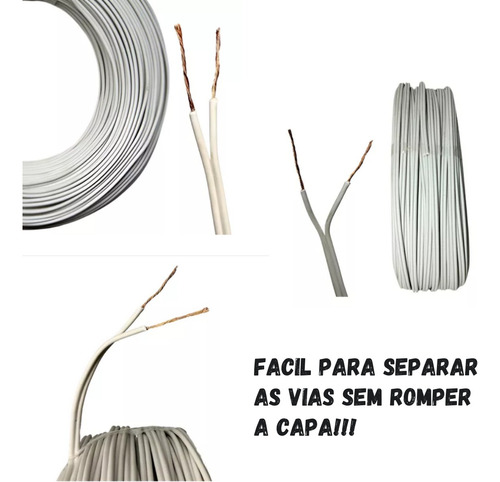 Cabo Paralelo Duplo 2x2,5mm Rolo 100mts Flexível Qualidade