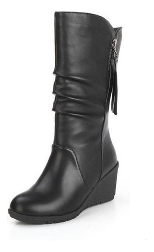 Botas De Media Pantorrilla Mom Wedge Para Mujer