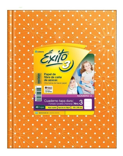 Cuaderno Abc Exito E3 19x24 Cm 48 Hjs Lunares Naranja Rayado