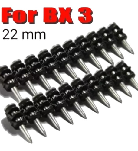 Paquete De 1000 Clavos En Tira Para Pistola Bx 3 De 22 Mm