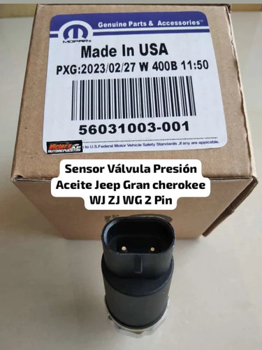 Sensor Válvula Presión Aceite Jeep G Cherokee Wj Zj Wg 2 Pin