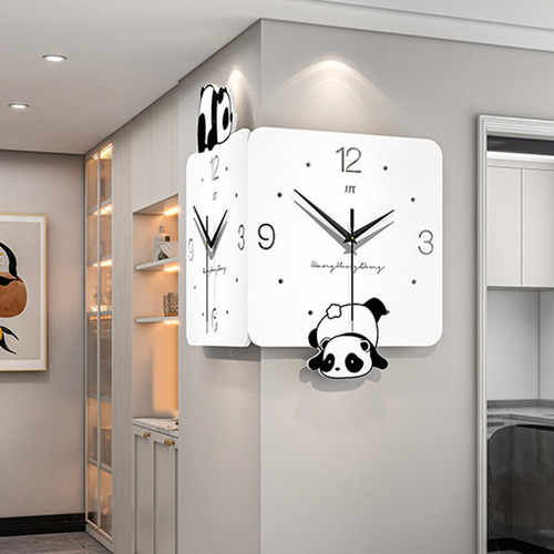 A Reloj De Pared De Esquina, Arte De Pared, Panda De Dibujos