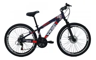 Mountain bike VikingX Tuff 25 aro 26 13" 21v freios de disco mecânico câmbios Shimano Tourney cor roxo/laranja
