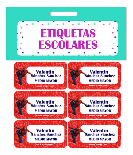 40 Etiquetas Escolares Personalizadas Spiderman Niños