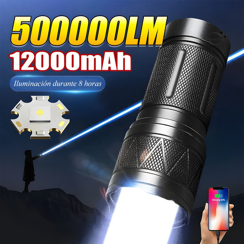 Linterna Led Recargable Usb, 5 Modos, Ipx4,lámpara Táctica