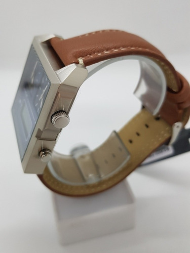 Relógio Quadrado Masculino Lince Pulseira De Couro