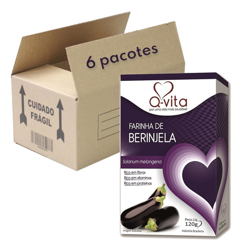 Farinha De Berinjela Q-vita 120g (6 Pacotes) Vegano Kit